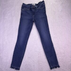 PAIGE Jeans Womens 27 Blue Verdugo Ankle Crop Skinny Raw-Hem Dark Wash